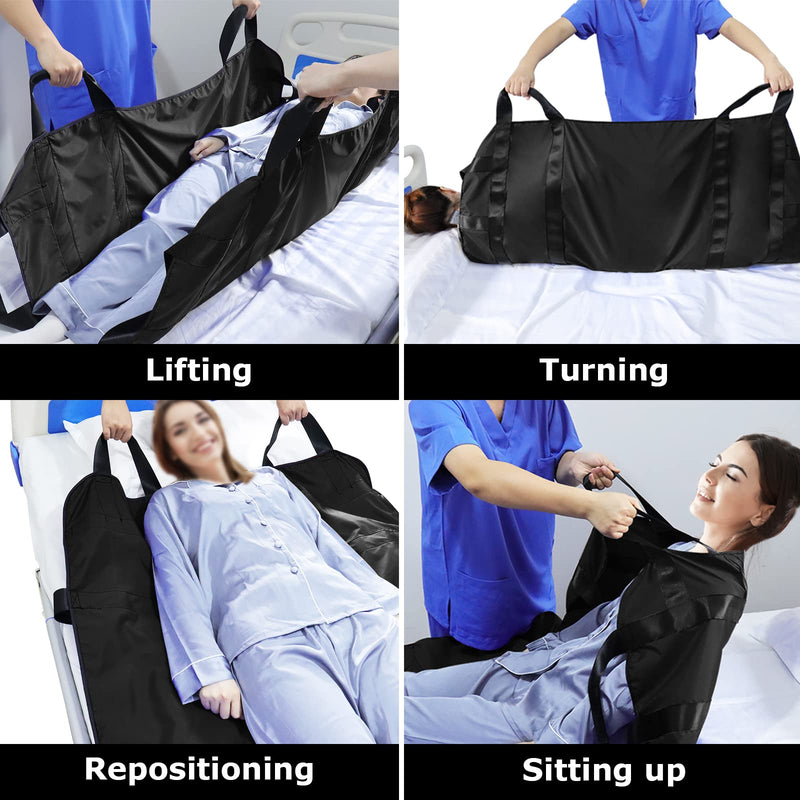 [Hole] Transfer Board For Patient Lifter, Patient Transfer Board With Eight Handles, Suitable For Overweight People, Elderly People And Patients Who Need To Be Transferred (Black 48 X 40 Inches) - NewNest Australia
