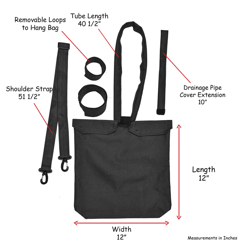 Urine Drainage Bag Holder with Catheter Pipe Cover & Adjustable Strap - Black Black. - NewNest Australia
