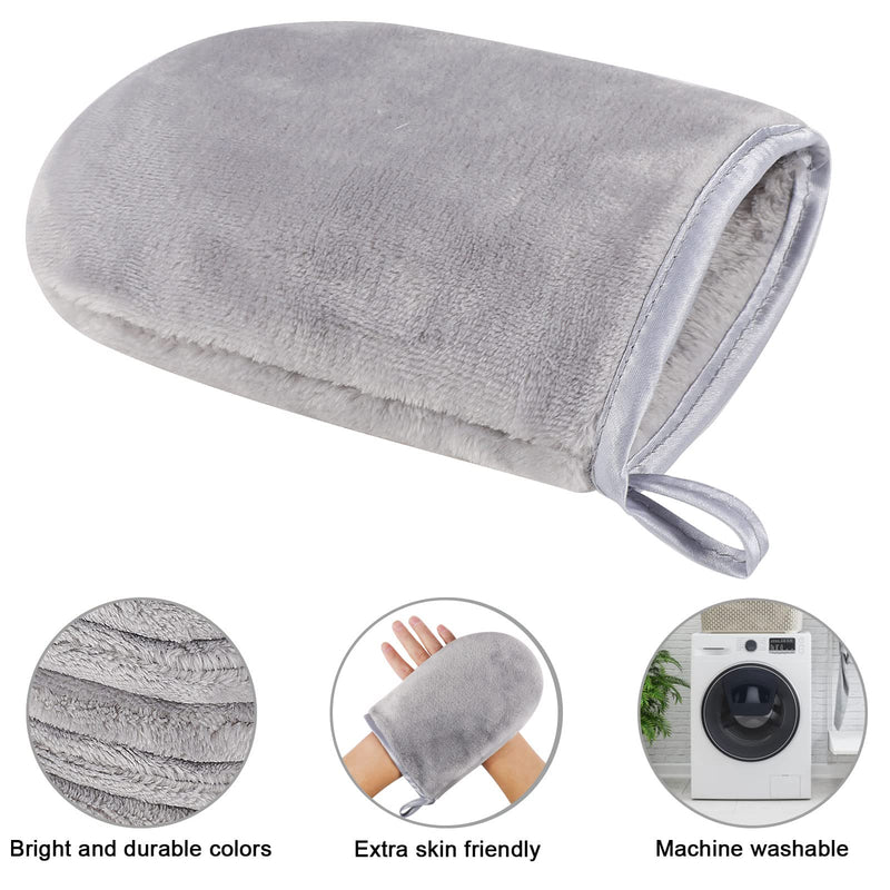 PHOGARY 8 Pcs Microfiber Wash Mitts Flannel Soft Wash Mitt Bath Spa Cloth Reusable Makeup Remover Gloves European Style Wash Cloth 15x21cm (Grey) - NewNest Australia