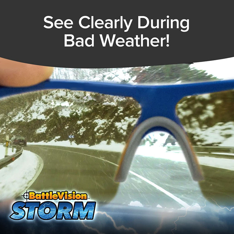 BattleVision Storm Glare-Reduction Glasses by BulbHead, See Clearly During Bad Weather Day or Night, Great for ALL Weather Conditions, Optimize Light & Block Blue Rays, Unisex Design, 2 Pairs - NewNest Australia