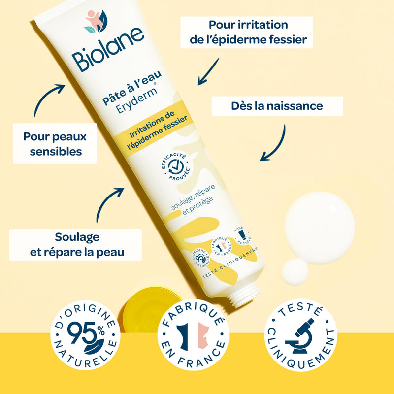 BIOLANE - Eryderm Water Paste – Baby – New Packaging – Relief, Repairs – Irritations, Redness – Epidermis Buttocks – 75ml – Made in France - NewNest Australia