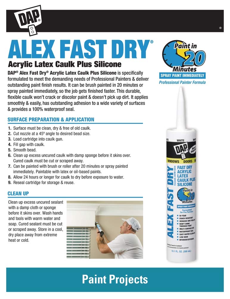 DAP INC 18152 10.1oz White Alex Plus Acrylic Latex Caulk with Silicone 10.1 FL OZ - NewNest Australia
