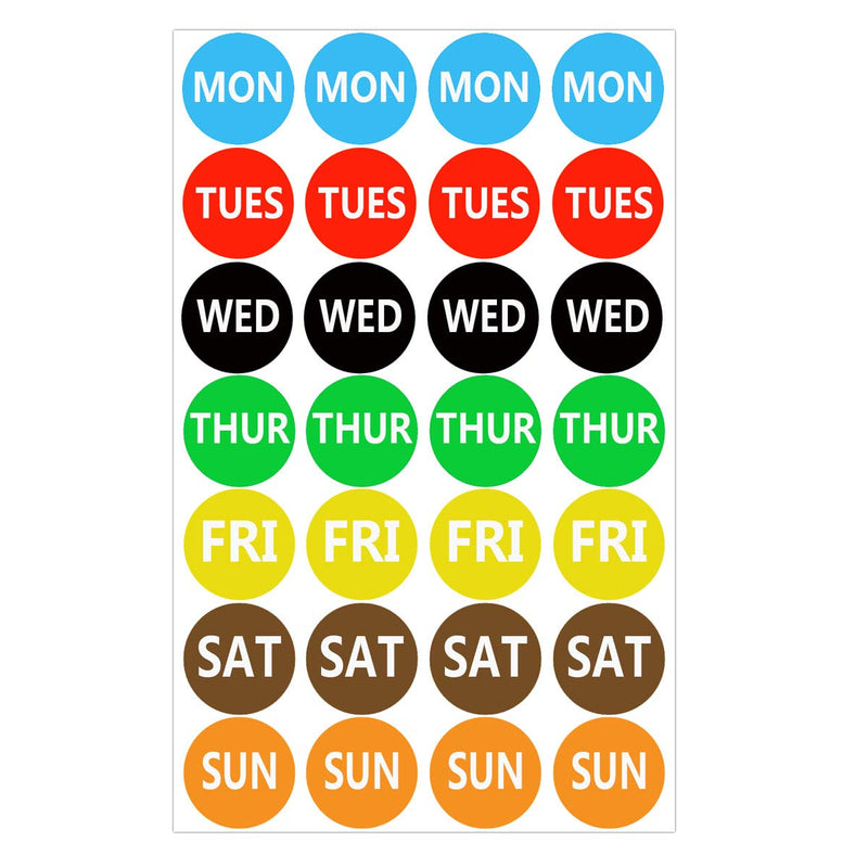 7 Days of The Week Labels Color Coding Dot Round Self Adhesive Stickers, 1" Round Dot Stickers - Mon, Tue, Wed, Thurs, Fri, Sat Sun - Food Rotation Labels (500 Pcs) - NewNest Australia