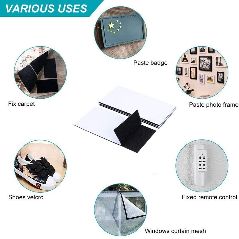 BRAVESHINE 2 Rolls 16.5FT Heavy Duty Strips with Adhesive - 1.2 Inch Double Sided Sticky Back Hook Loop Tape Fastener for Indoor Outdoor Home Office Classroom DIY Craft or Anti Slip Use - Black - NewNest Australia