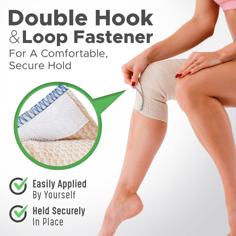 Premium Elastic Bandage Wrap Made of USA Grown Organic Cotton - Hook & Loop Fasteners at Both Ends - GT Latex Free Hypoallergenic Compression Roll for Sprains & Injuries (3" Wide, 2 Pack) 3" Wide - NewNest Australia
