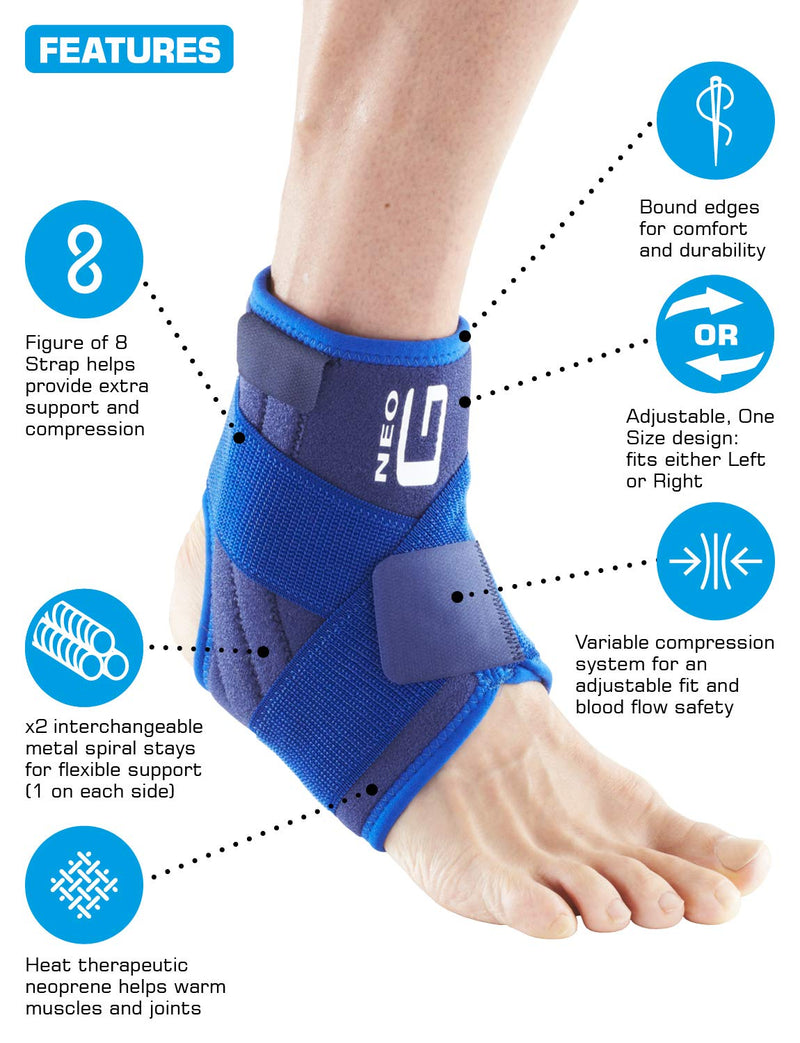 Neo G Ankle Support, Stabilized Support with Figure of 8 Strap – Support for Arthritis Relief, Joint Pain, Ankle Injuries, Sprains – Adjustable Compression – Class 1 Medical Grade – Unisex – Blue - NewNest Australia
