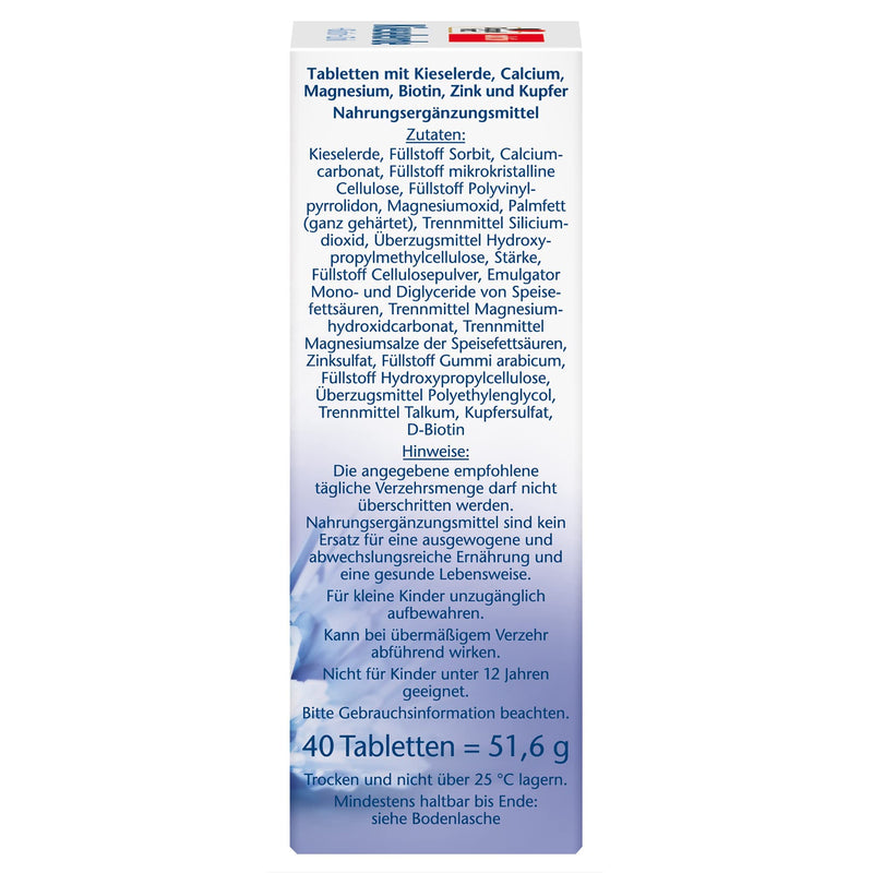 Doppelherz Silica + Biotin + Zinc - Biotin as a contribution to the maintenance of normal skin and hair - 40 tablets 40 pieces (pack of 1) - NewNest Australia