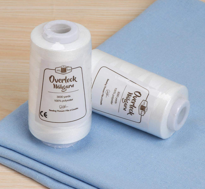 ilauke 4 x 3000 Yards Serger Thread Spools White Polyester Sewing Thread Overlock Cone - NewNest Australia