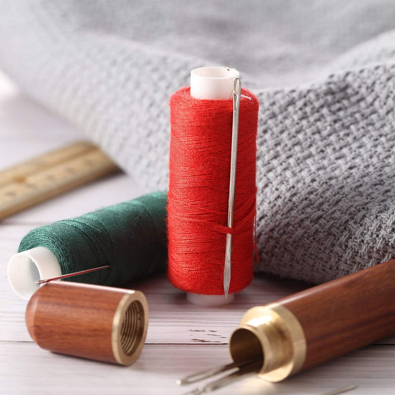 24 Pieces Self Threading Needles Easy Threading Needles and 4 Pieces Large-Eye Hand Sewing Needles with 2 Pieces Wooden Needle Case for Storing Handmade Sewing Embroidery Needle Accessories - NewNest Australia