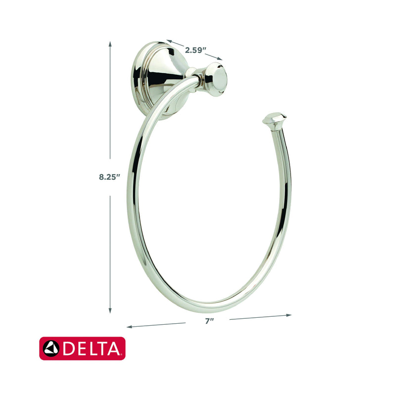 DELTA Cassidy Towel Ring, Polished Nickel, Bathroom Accessories, 79746-PN - NewNest Australia