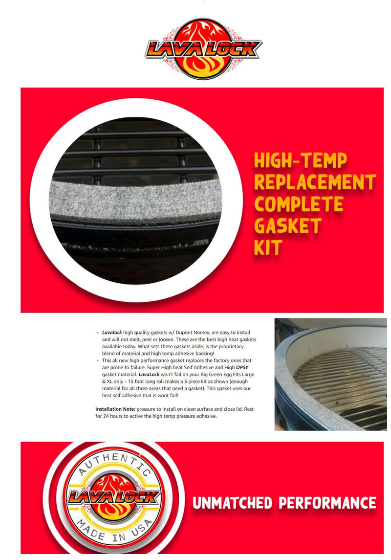 NewNest Australia - LavaLock Nomex High-Temp Replacement Complete Gasket Kit for Lg XL Big Green Egg Ceramic Lid Top 