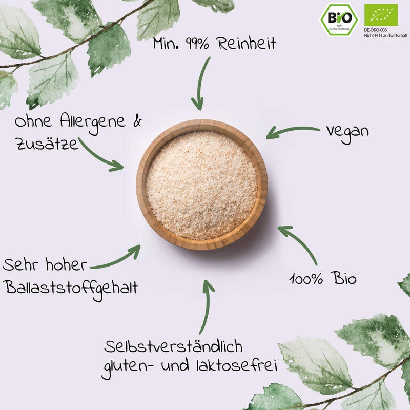 Organic Psyllium Husks - Premium Quality: Laboratory Tested, 99+% Purity, Certified Organic. Vegan. Low Carb. High Fiber. Gluten Free. No Additives. Sustainably Grown - 500 G Bag - NewNest Australia