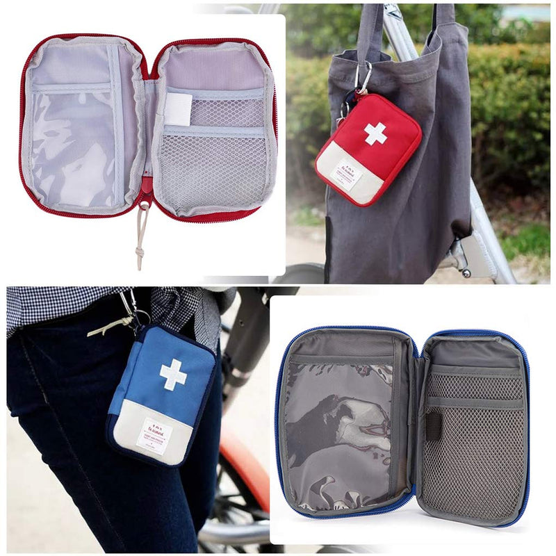 Travel Mini First Aid Pouch, Portable Mini First Aid Kit Storage Bag for Medicine Boxes WishLotus Medical Kits Empty Bag for Sports Camping Hiking Outdoor Activities Emergency (Red) Red - NewNest Australia