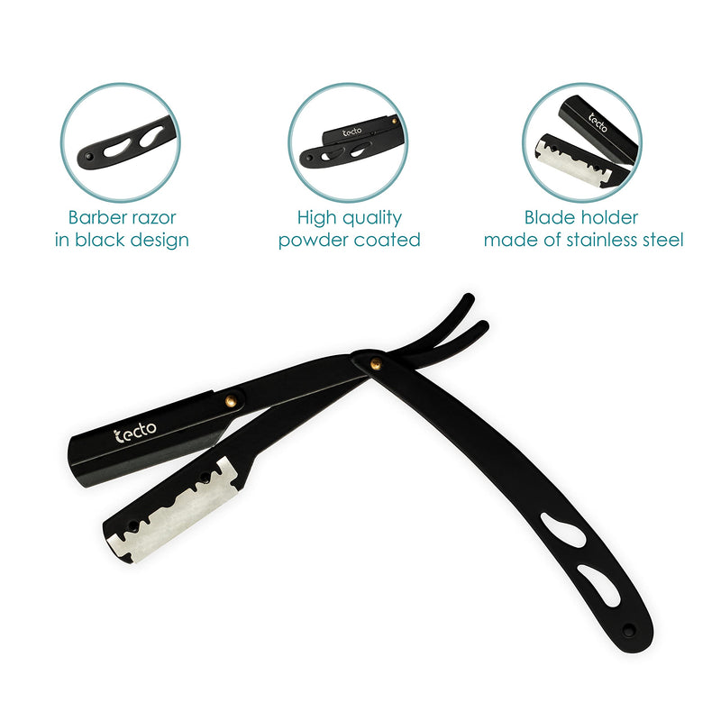 Tecto Cut Throat Razor, Matte Black for Moustache & Beard Shaving Razor, Light Weight Single Blade Razor, Professional Barber Razor, Premium Quality Straight Edge Razor, Travel Pouch Included - NewNest Australia