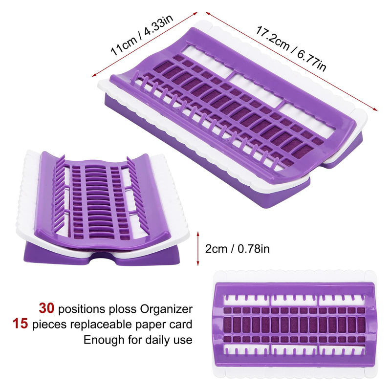 30 Positions Floss Organizer Embroidery Shelf, Luxiv Thread Organizers for Cross Stitch Embroidery Thread Holder with 15 Pcs Replaceable Paper Card Sewing Needle, Embroidery Floss Organizer Purple 30 Positions - NewNest Australia