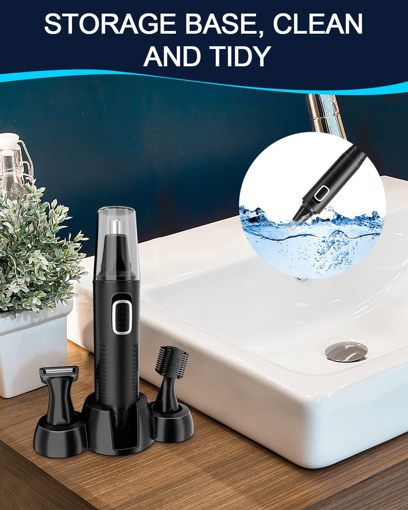 Nose Hair Trimmer, USB Rechargeable Nose Hair Trimmer 3 in 1 Set Ear Hair Trimmer with Double Cutting Blades, Professional Painless Eyebrow and Eye Hair Trimmer for Men and Women Black - NewNest Australia