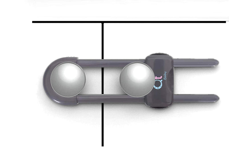 QT BABY Baby Proofing Cabinet Locks Adjustable U Shaped Baby Safety Latches for Drawers, Fridge, Closet Modern Baby Proofing Cabinet Lock with Extra Secure Lock Buttons (Pack of 6, Thunder Grey) Pack of 6 - NewNest Australia
