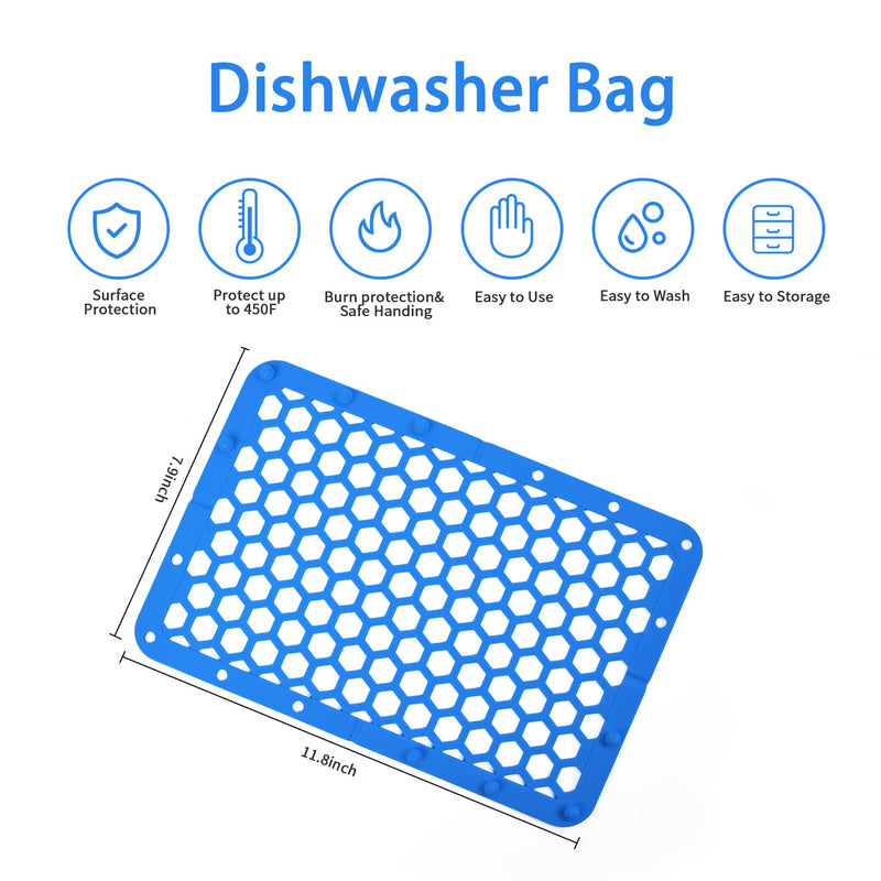 REVEX Baby Bottles Dishwasher Bag,11.8" x 7.9"Large Silicone Dishwasher Bag for Small Items, Suitable for Bottle Accessories and Pacifier. (Blue) Blue - NewNest Australia