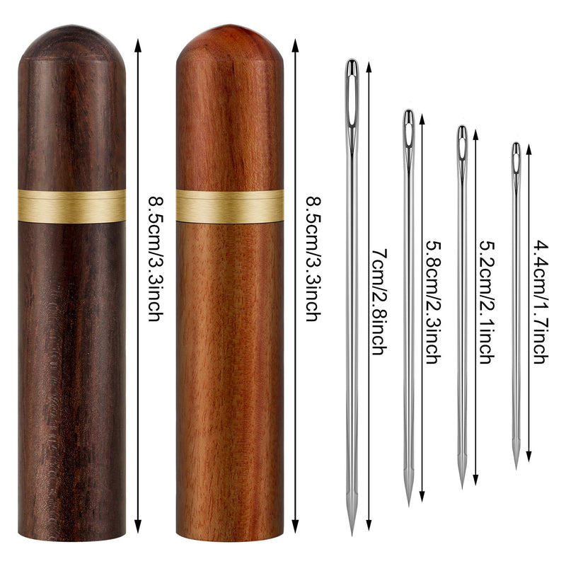 24 Pieces Self Threading Needles Easy Threading Needles and 4 Pieces Large-Eye Hand Sewing Needles with 2 Pieces Wooden Needle Case for Storing Handmade Sewing Embroidery Needle Accessories - NewNest Australia