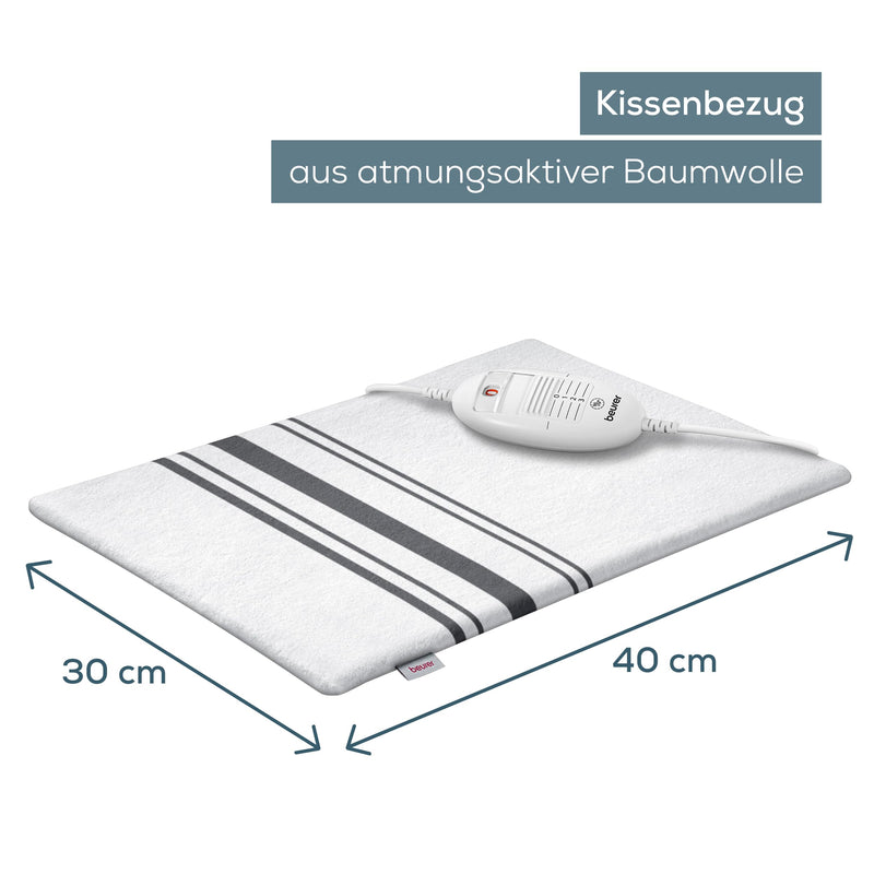 Beurer HK 25 heating pad, cozy heat pad with 3 temperature levels, automatic switch-off and safety system, machine washable, 40 x 30 cm, white-gray With removable cover - NewNest Australia