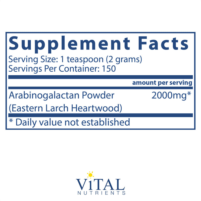 Vital Nutrients - Arabinogalactan Powder - Gastrointestinal, Liver, and Immune Support - Vegetarian - 300 Grams per Bottle - NewNest Australia