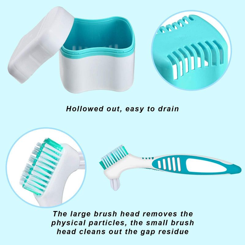 Denture Bath Box With Denture Cleaner Brush Denture Toothbrush, Denture Cup Denture Box Bath Container With Basket Denture Holder Denture Brush Holder For Travel (Green) Green - NewNest Australia