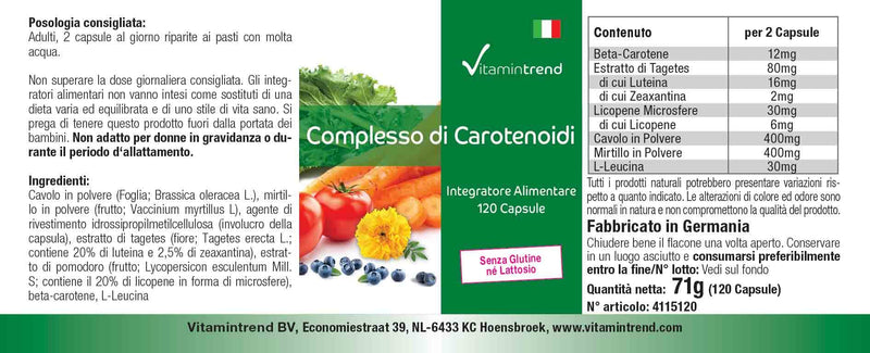 Carotenoid Complex - 120 capsules - vegan - natural antioxidants - multi-carotenoid mix - carotenoid capsules | Vitamintrend® - NewNest Australia