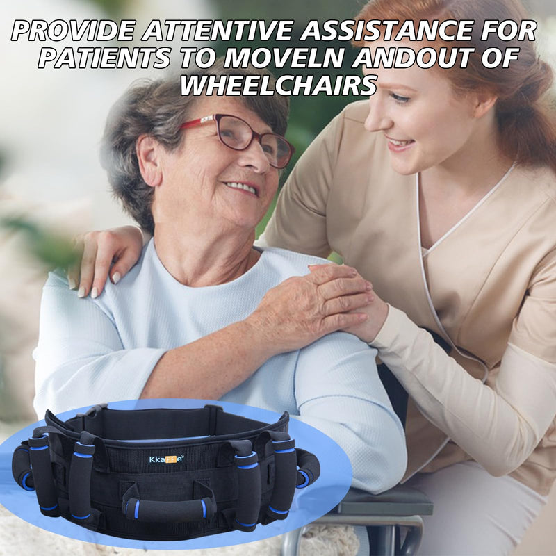 KkaFFe Gait Belt with Handles, Transfer Belt for Elderly, Patient Gait Belts, Transfer Belt Assist, Gait Belts for Seniors, Upgraded Using Rubber Handles (Black) Black - NewNest Australia