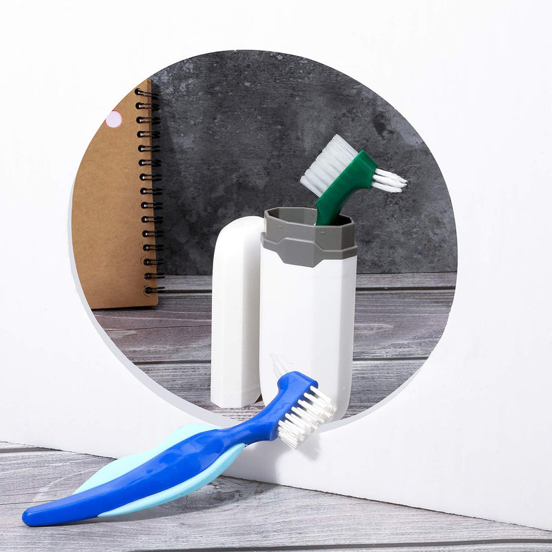 Pack of 6 denture brushes, hard denture toothbrushes, cleaning brush with white carrying case for cleaning artificial teeth - NewNest Australia
