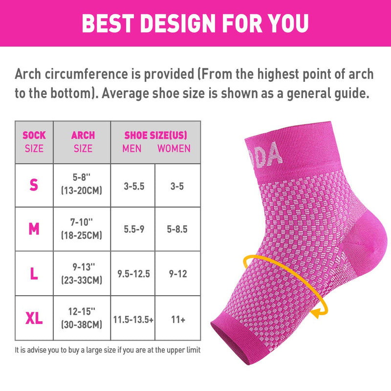 AVIDDA Plantar Fasciitis Socks with Heels Arch Supports, Compression Sleeves Ideal for Arthritis Pain Relief and Suitable for Sports, Ankle Supports for Men and Women Pink-1-M M Pink Pair - NewNest Australia