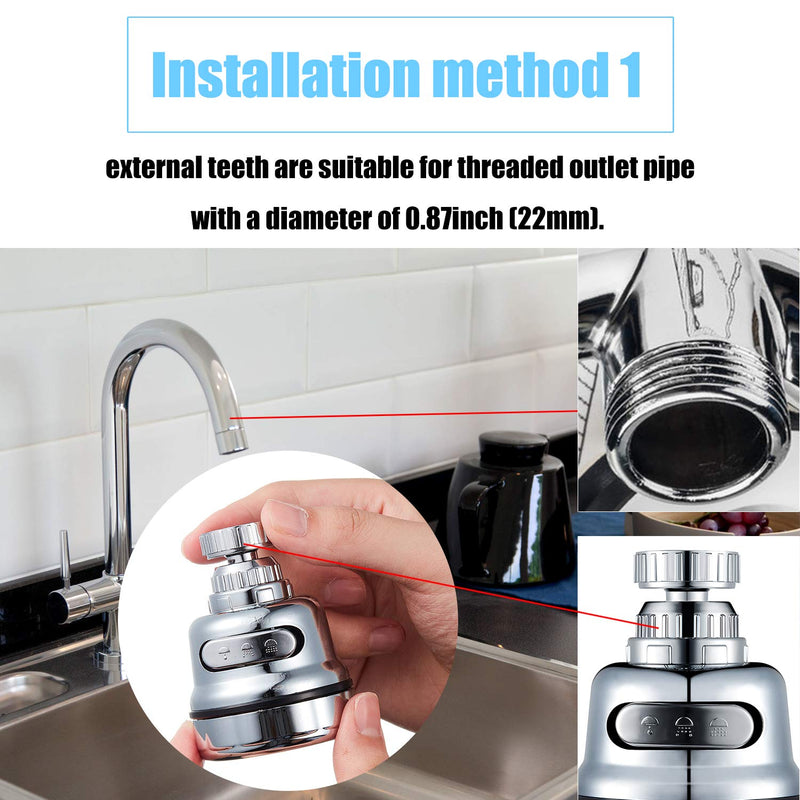 2 Packs Movable Kitchen Tap Head Faucet Sprayer Water Spray 360 Degree Rotatable Kitchen Faucet Spray Universal Adapter Set Kitchen Sink Accessories Tools - NewNest Australia