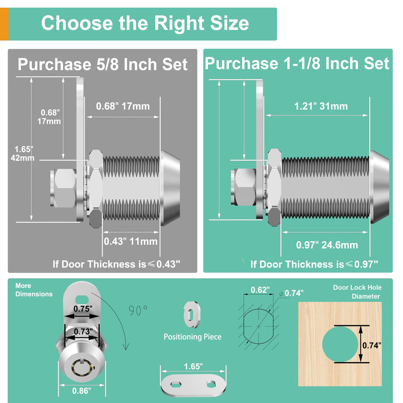 3 Pack Upgraded Cam Lock RV Storage Locks, Keyed Alike 1-1/8 Inch Cabinet Locks for RV Storage Door Tool Box Drawers, Secure Door Files and Drawers Locks, Zinc Alloy 3 Pack 1-1/8 Inch - NewNest Australia