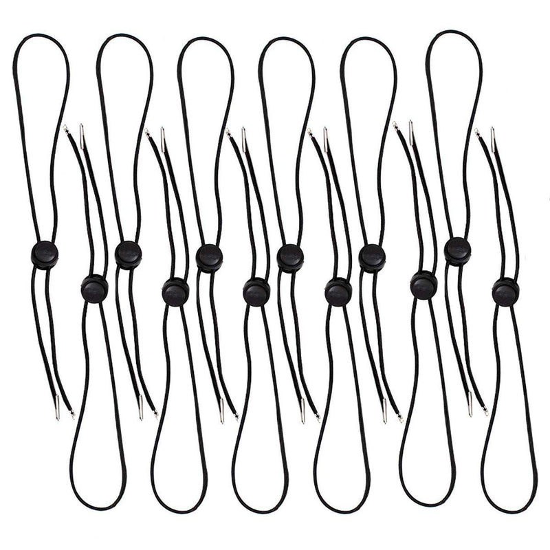 12Pcs Flexible Removable Hat Chin Cord Windproof Chin Strap Hat Accessories with Adjustable Cord Fastener (Black) - NewNest Australia