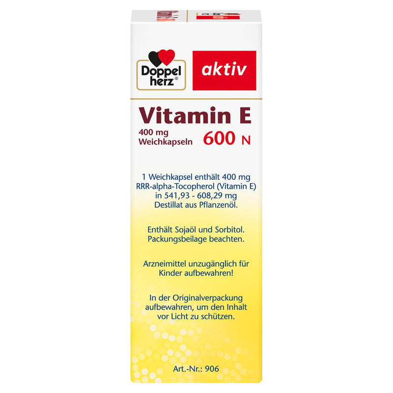 Doppelherz Vitamin E 600 N soft capsules - herbal medicine and high dosage - vitamin E to improve performance - 40 capsules - NewNest Australia