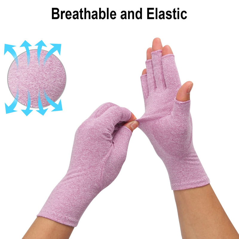 2-Pair Arthritis Compression Gloves for Alleviate Rheumatoid Osteoarthritis, Carpal Tunnel Raynauds Disease, Ease Muscle Tensi on Fingerless, Breathable & Moisture, Women and Men (Purple, Medium) Purple - NewNest Australia