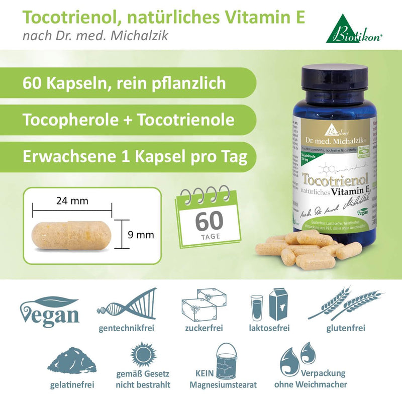 Tocotrienol natural vitamin E Dr. med. Michalzik - Tocotrienol [110 mg] + Gamma-Toc. [52.5 mg] + Delta Toc. [16 mg] - without additives - from BIOTIKON® - NewNest Australia