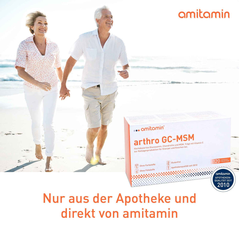 Amitamin Arthro Gc Msm Glucosamine & Chondroitin, German Pharmacy Quality, 120 Capsules, Individually Hygienically Packed, Joint Food Without Dyes, Fillers Or Artificial Sweeteners - NewNest Australia