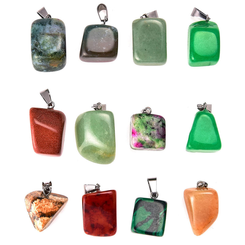 50 Pieces Mixed Stone Beads Crystal Stone Pendants Quartz Charms with Storage Bag for Jewelry Making (Irregular Style) Irregular Style - NewNest Australia