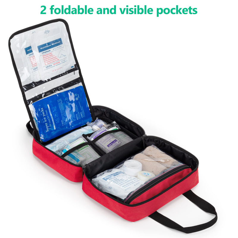 Curmio First Aid Kit Car, Portable Travel Medical Bag, Emergency Bag For Home, Car, Camping, Hiking, Sports, Work, Office, Boat And Survival, Small And Light, Red (Empty Bag) - NewNest Australia