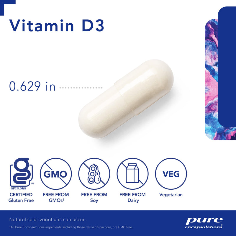 Pure Encapsulations Vitamin D3 125 mcg (5,000 IU) | Supplement to Support Bone, Joint, Breast, Prostate, Heart, Colon and Immune Health* | 60 Capsules 60 Count (Pack of 1) - NewNest Australia