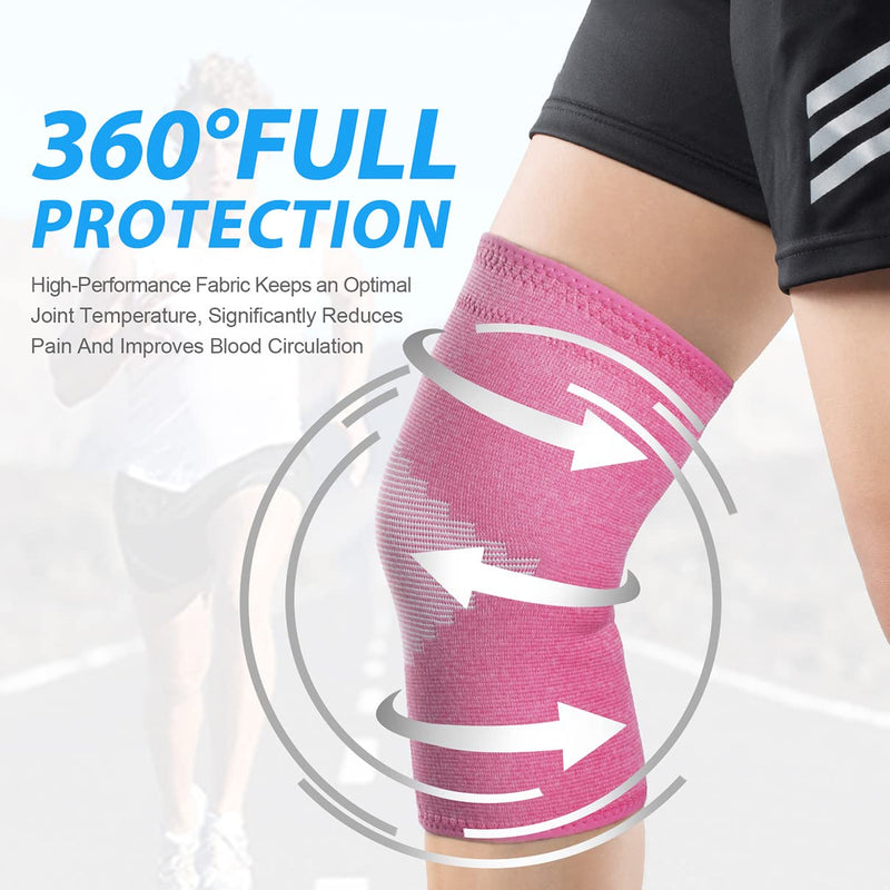 Goosehill Knee Supports 2Pack, Compression Breathable Knee Support Brace, Non-Slip Joint Protection Knee Support for Men & Women, Knee Brace Support for Running, Sports, Knee Pain Relief Pink S - NewNest Australia