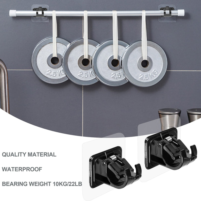 JIBOLAT 10PCS Self Adhesive Curtain Rod Holders No Drill Curtain Rods Brackets No Drilling Nail Free Adjustable Curtain Rod Hooks Curtain Hangers for Bathroom Kitchen Home Bathroom Hotel(Black) 10 Black - NewNest Australia