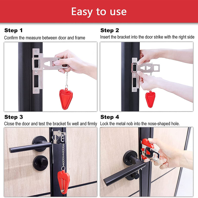 HNHMT Upgraded Portable Door Lock & Door Stop Alarm, Dual Protection Security Door Kit,Door Security Devices Pocket Self Defensey Tools,for Traveling Hotel Home Apartment College House(2 Pack) - NewNest Australia