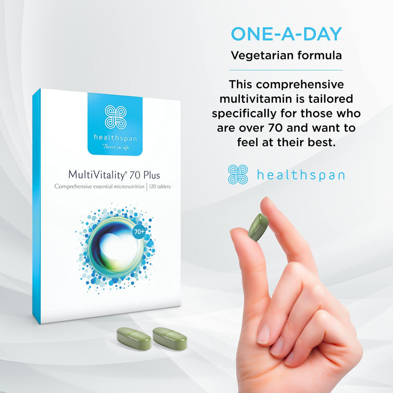 Healthspan Multivitamin 70 Plus | (120 Tablets) | Vitamin C & Vitamin D3 | Brain, Heart, Bone & Immunity Health | Ginseng, Bioflavonoids, Alpha Lipoic Acid, Acetyl L-carnitine | Vegetarian - NewNest Australia