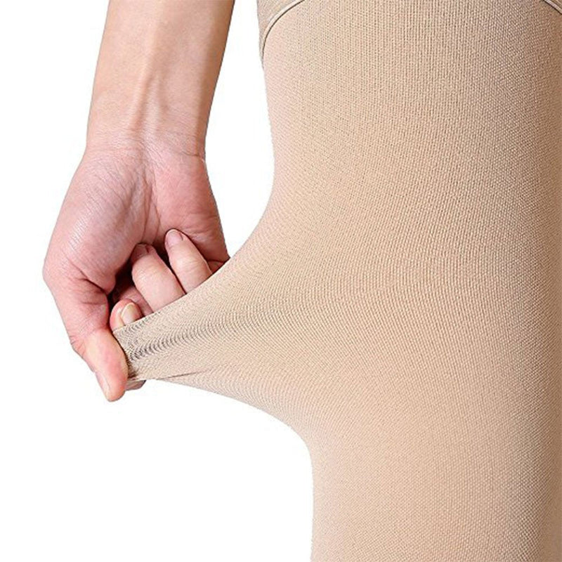 PEDIMEND Compression Thigh Highs Open Toe Stockings (1PAIR – 2PCS) - Anti-Fatigue Slimming Compression Socks - Best Leg Support for Varicose Vein Treatment/Swollen Legs - Unisex - (Beige) Beige - NewNest Australia