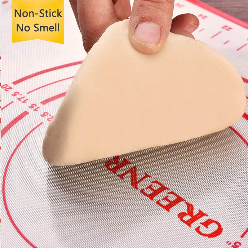 NewNest Australia - Silicone Pastry Mat Non Stick Extra Thick Baking Mat with Measurement Fondant Mat, Counter Mat, Dough Rolling Mat, Oven Liner, Pie Crust Mat (16''(W)20''(L)) M-16''(W)*20''(L) 1#Red 