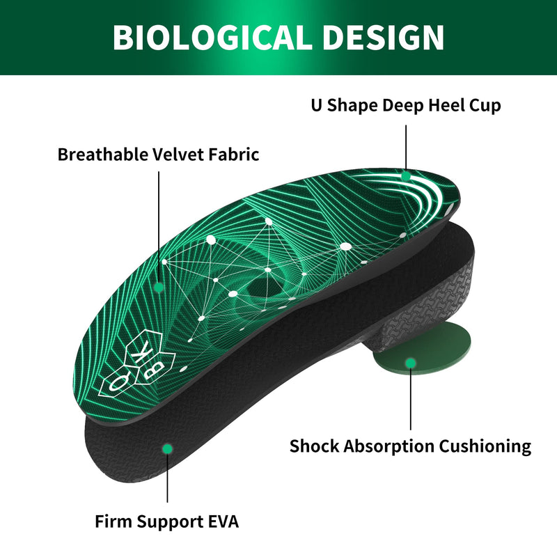 QBK Orthopedic Insoles 3/4 Length Insoles Sports Support Insoles Heel Spur Shoe Insoles for Plantar Fasciitis Flat Feet Dispersal Heel Pressure and Pain Relief, MM:41-43 - NewNest Australia