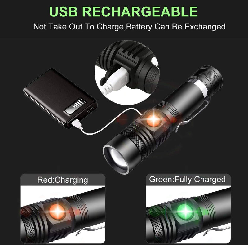 LED Flashlight Rechargeable, Spriak Tactical Torch Flashlight (Batteries Included), 1200lm Super Bright, IPX6 Waterproof, Zoomable, Pocket Size Flashlight for Emergency, Camping, Hiking, Household 1 - NewNest Australia