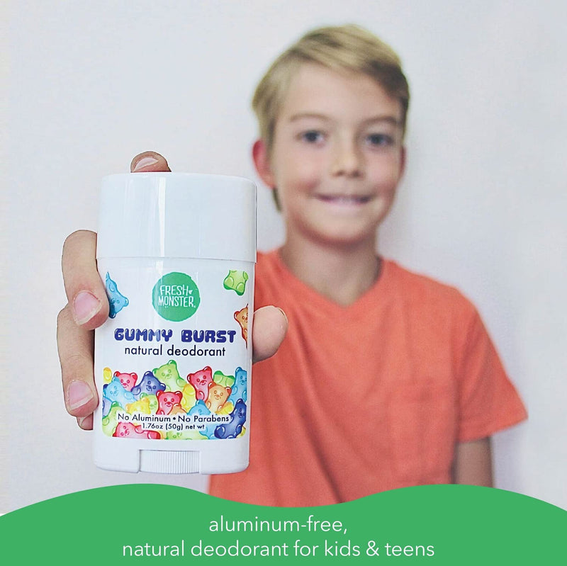 Fresh Monster Natural Deodorant for Kids and Teens | Aluminum Free, Paraben Free, Hypoallergenic | Gummy Burst Scent (1.76oz) 1.76 Ounce (Pack of 1) - NewNest Australia