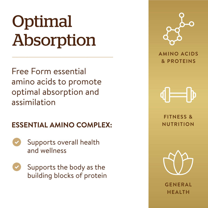 Solgar Essential Amino Complex, 90 Vegetable Capsules - Free Form Essential Amino Acids - Non-GMO, Vegan, Gluten Free, Dairy Free, Kosher - 90 Servings - NewNest Australia